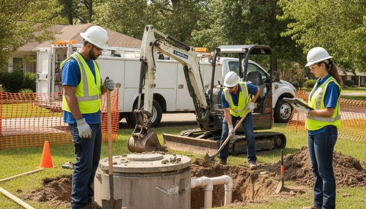 Las Vegas, NV plumber repairing a septic system for a home service call