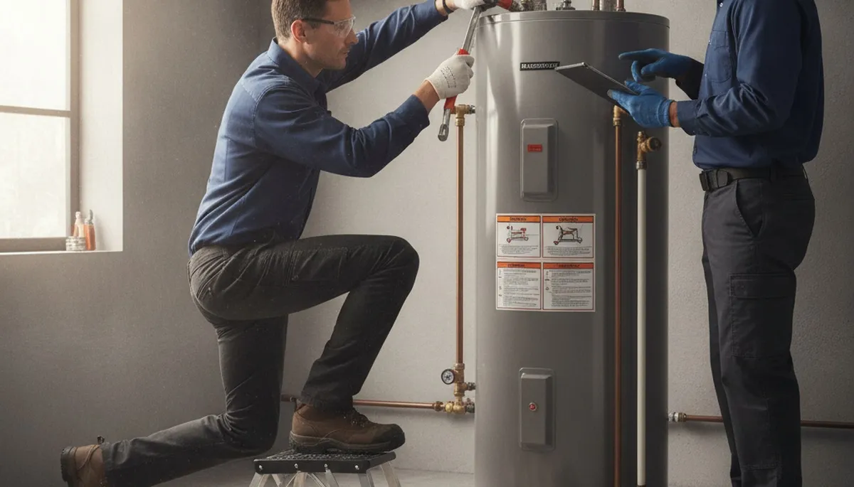 Las Vegas, NV plumber repairing a water heater for reliable home service