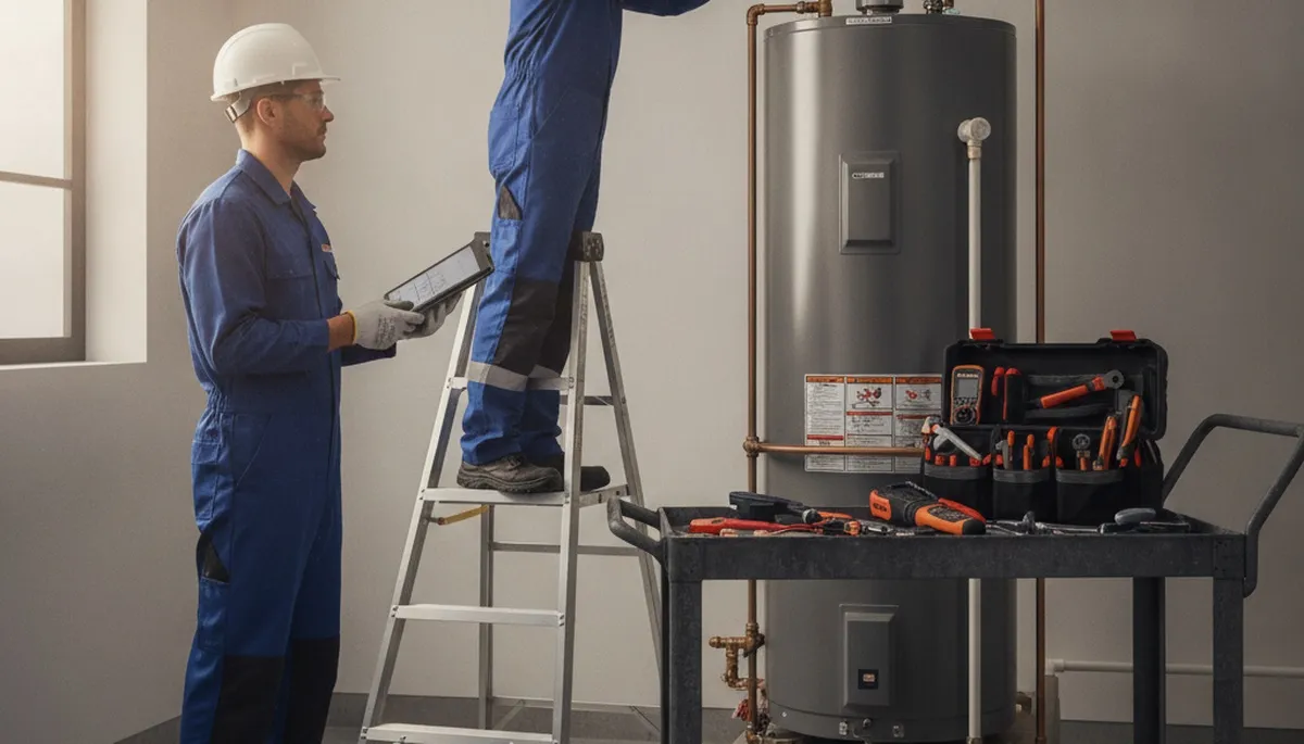 Las Vegas, NV plumber repairing a water heater for fast, reliable home service